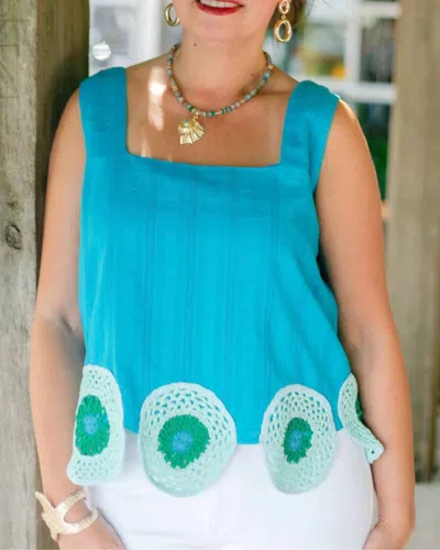 Anna Cate Blake Crop Top In Cobalt Embroidery In Blue