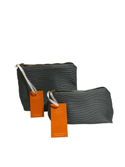 Sunsets Of Naples Make Up Bags Set In Olive Green In Green