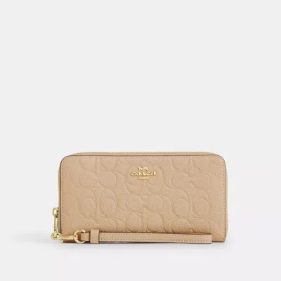 Coach Outlet Long Zip Around Wallet In Signature Leather In Neutral