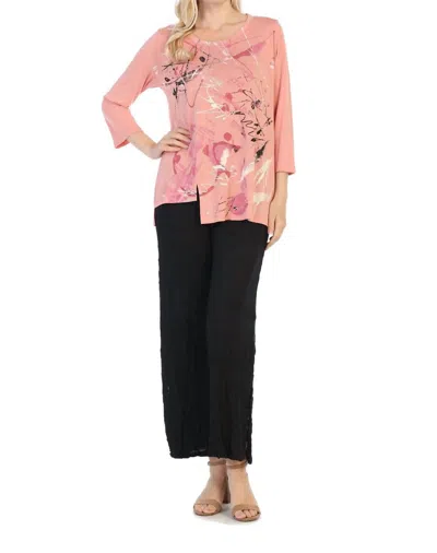 Jess & Jane Abstract Slit Detail Modal Top In Coral In Pink