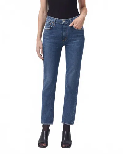 Agolde Riley High Waist Crop Straight Leg Jeans In Multi