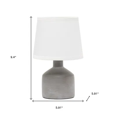 Hivvago 9" Gray Concrete Round Table Lamp With White Drum Shade In Multi