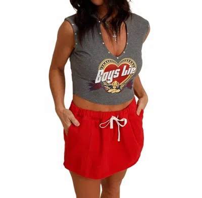 Le Lis Code Red Mini Skort In Red