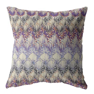 Hivvago 18" Magenta Cream Hatch Zippered Suede Throw Pillow In Multi