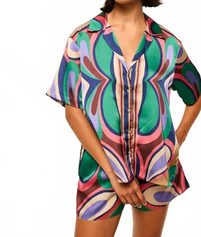 Misa Solange Button-down Top In Butterfly Mirror Allover In Multi