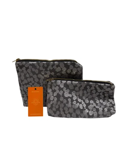 Sunsets Of Naples Make Up Bags Set In Silver And Grey In Multi