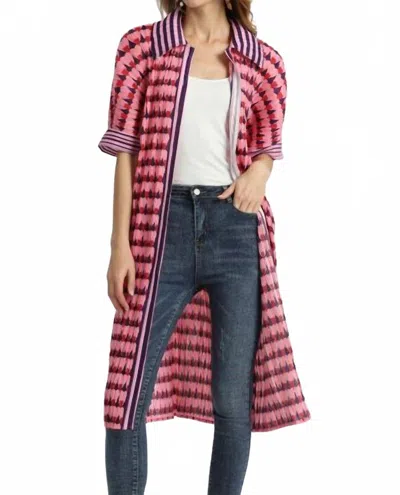 Vanite Couture Women's Pleated Jacket Dress In Pink/red In Multi