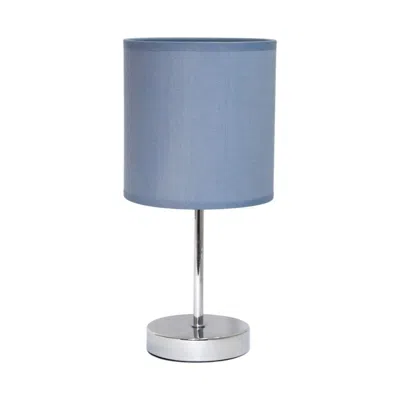 Hivvago 12" Silver Metal Table Lamp Led With Purple Drum Shade