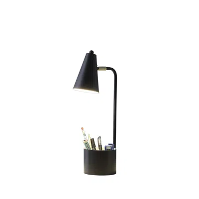 Hivvago 20" Black Desk Table Lamp With Black Cone Shade In Black