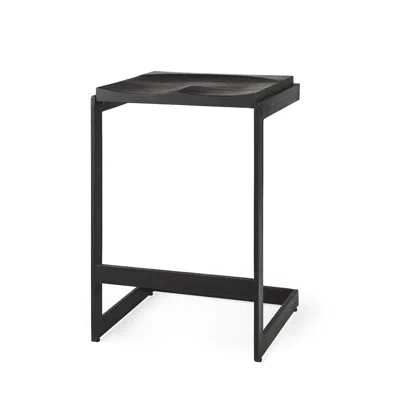 Hivvago 26" Black Solid Wood And Metal Backless Counter Height Bar Chair In Black