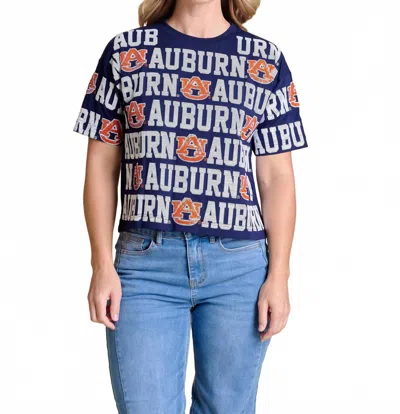 Stewart Simmons The Sequin Repeat Tee Auburn In Blue In Blue