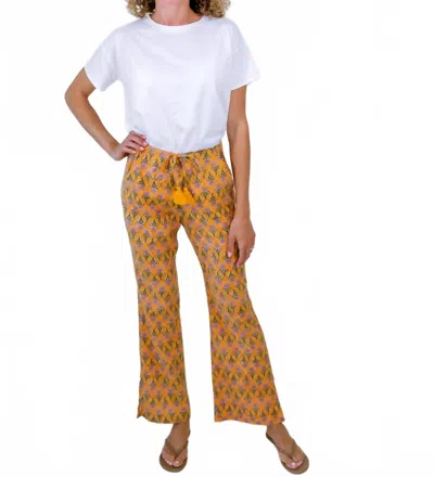 Erica Wilson Flared Beach Pants In Sylvie Floral Cantaloupe In Multi