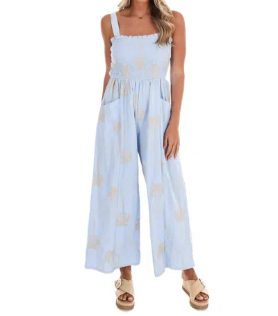 Umgee Up To Something Boho Jumpsuit In Light Blue In Blue
