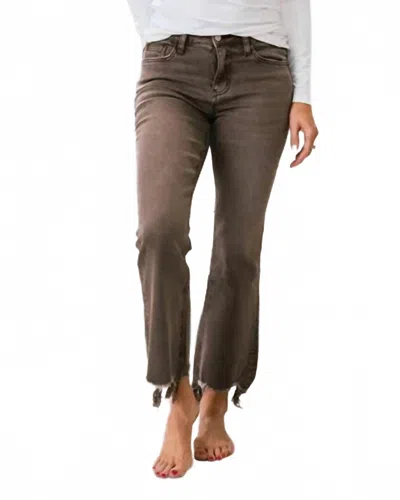Vervet By Flying Monkey Potting Soil Crop Flare Jeans In Brown In Brown