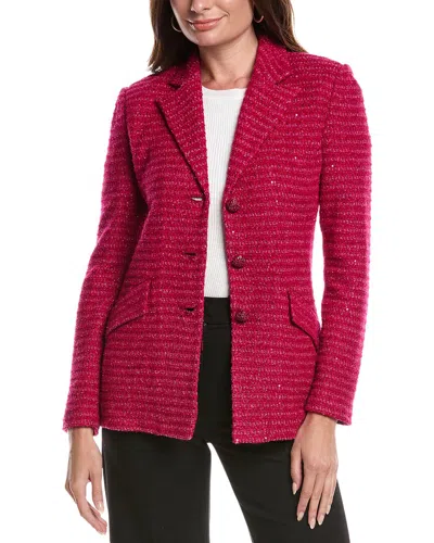 St John St. John Inlaid Sequin Tweed Jacket In Pink