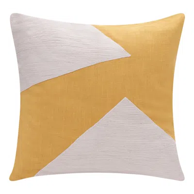 Hivvago 20" X 20" Yellow And Ivory 100% Cotton Abstract Zippered Pillow In Multi