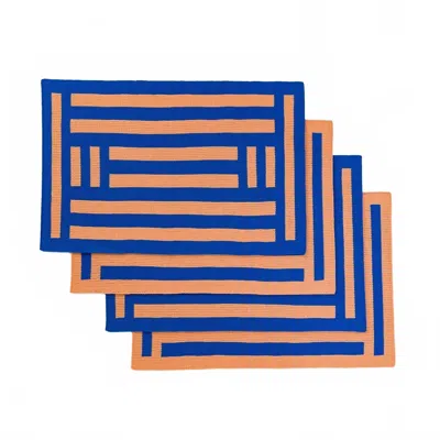 Verloop Columns Placemat Set Of 4 In Cobalt