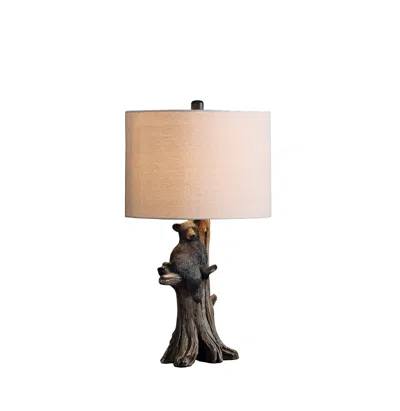 Hivvago 25" Black Blear In A Tree Table Lamp With Beige Shade In Brown