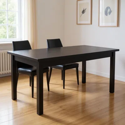Hivvago 60" Black Solid Wood Dining Table In Black