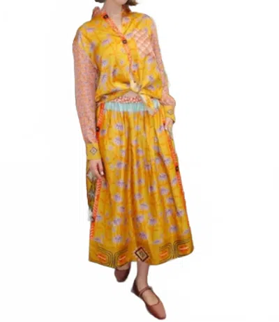 Me369 Layla Midi Skirt In Dusty Gold In Multi