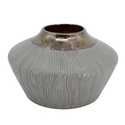 Hivvago 7" Brown Gold And Gray Round Ceramic Table Vase In Gray