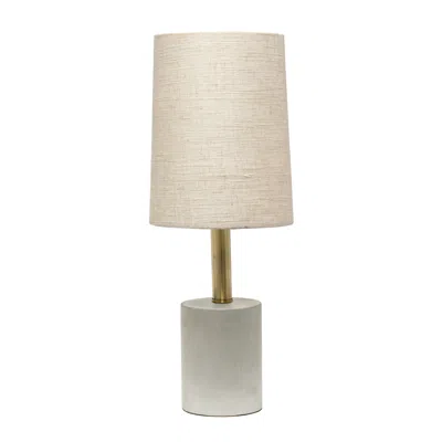 Hivvago 18" Gray And Gold Concrete Table Lamp With Khaki Drum Shade In White
