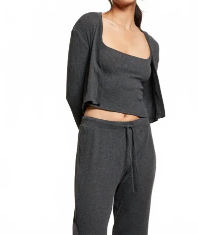 Perfectwhitetee Kelsey Sweater Rib Cardigan In Charcoal In Black