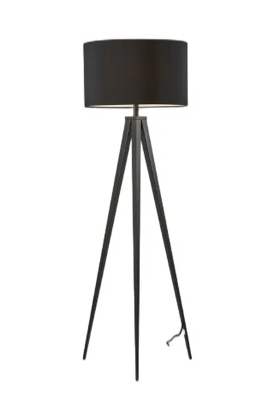 Hivvago 62" Black Tripod Floor Lamp With Black Fabric Drum Shade In Black