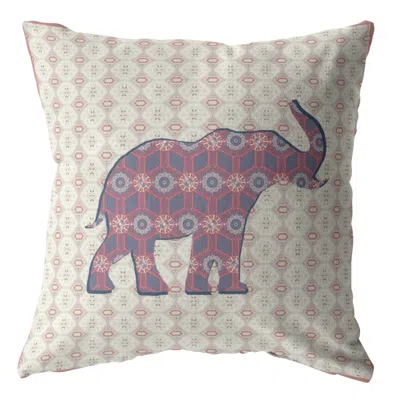 Hivvago 16" Magenta Elephant Zip Suede Throw Pillow In Multi