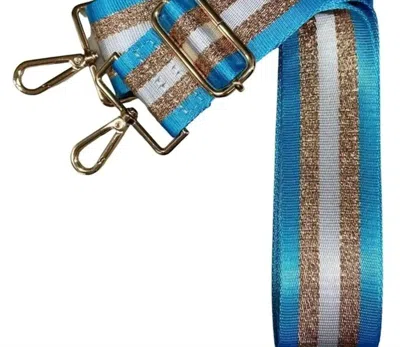 Cthru Women's 5 Stripe Crossbody Adjustable Detachable Purse Strap Bag In Blue White Rose Gold In Blue