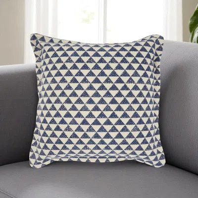 Hivvago Indigo And Ivory Triangle Design Throw Pillow In Blue
