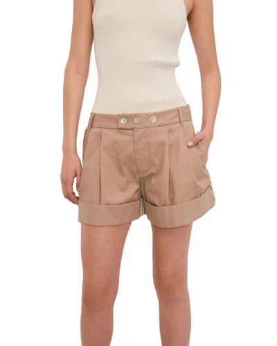 Marissa Webb Women's Bailey Pleated Chino Short In Beige In Brown