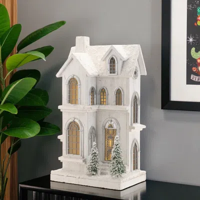 Hivvago 22" White And Green Wood Tabletop Sculpture With Led In White