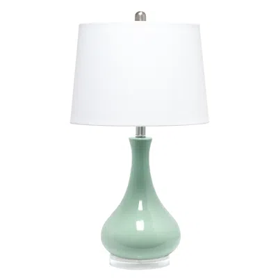 Hivvago 26" Aqua Ceramic Novelty Table Lamp With White Drum Shade In Green