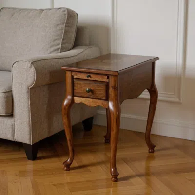 Hivvago 25" Brown Solid And Manufactured Wood Rectangular End Table With Drawer In Brown