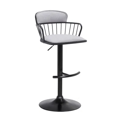 Hivvago Light Gray And Black Fabric With Metal Swivel Low Back Adjustable Height Bar Chair In Black
