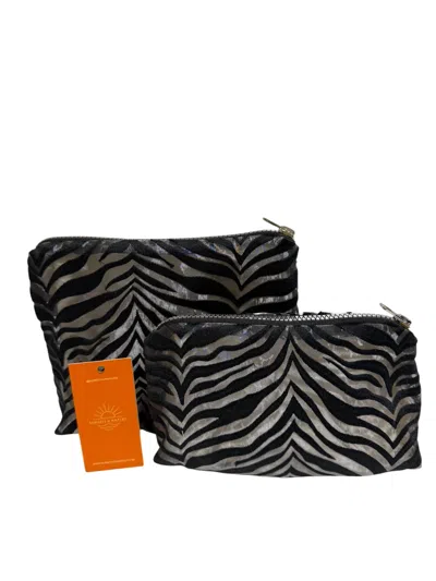 Sunsets Of Naples Make Up Bags Set In Zebra In Black