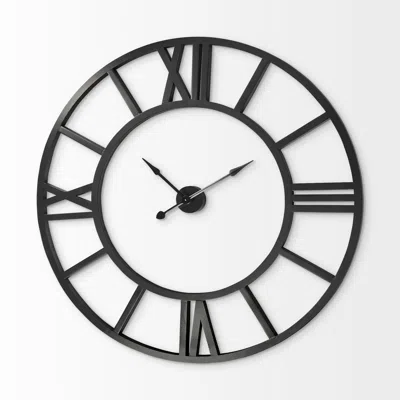 Hivvago 54" Round Xl Industrial Style Wall Clock With Open Face Desing In Black