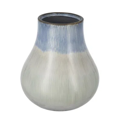 Hivvago 10" Blue Green Sand And Gray Ombre Round Ceramic Table Vase In Gray