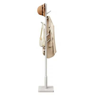 Hivvago Modern Farmhouse Solid Wood Coat Rack Entryway Hall Tree Hat Stand In Light Grey In White