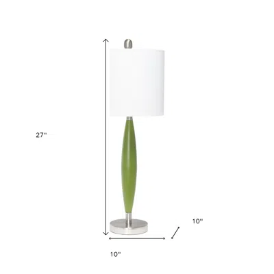 Hivvago 27" Green Metal Table Lamp With White Drum Shade In White