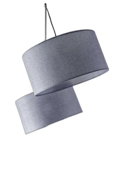 Hivvago 91" Silver Three Light Tree Floor Lamp With Gray Linen Drum Shade In Gray