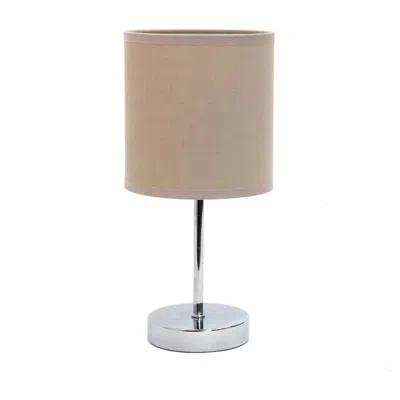 Hivvago 12" Silver Metal Table Lamp Led With Gray Drum Shade In Brown