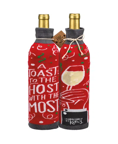 Primitives By Kathy A Toast To The Host With The Most Bottle Sock In Red