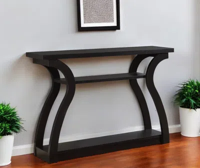 Hivvago 47" Espresso Floor Shelf Console Table With Storage In Black