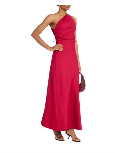 Faithfull The Brand Laureles One-shoulder Ruched Maxi Dress In Raspberry In Red