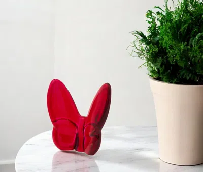 Hivvago 3" Red Crystal Butterfly Figurine Tabletop Sculpture In Red