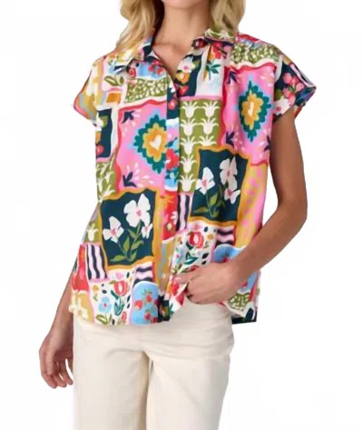 Crosby By Mollie Burch Scout Button Down Top In Seedlings In Multi