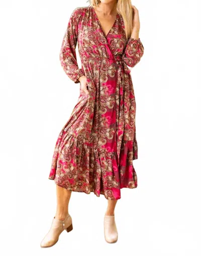 Cienna Sophie Frill Wrap Midi Dress In Multi In Multi