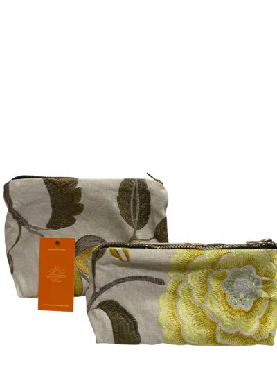 Sunsets Of Naples Make Up Bags Set In Embroidery Fabric In Multi